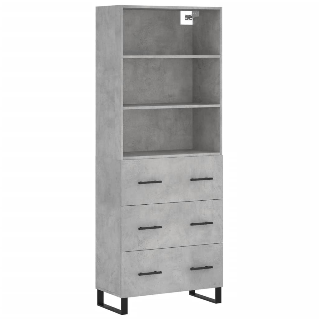 vidaXL Highboard Concrete Grey 69.5x34x180 cm Engineered Wood