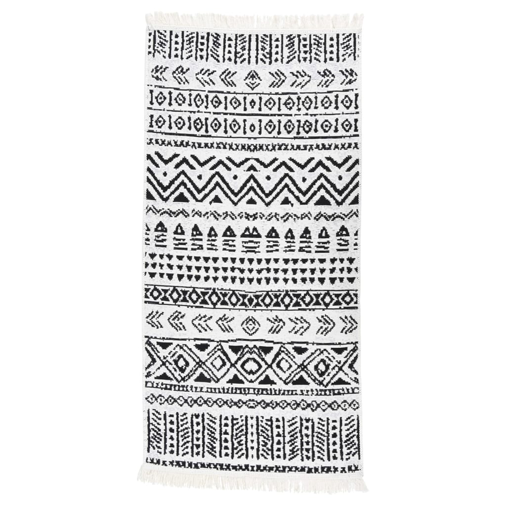 vidaXL Rug Black and White 100x200 cm Cotton