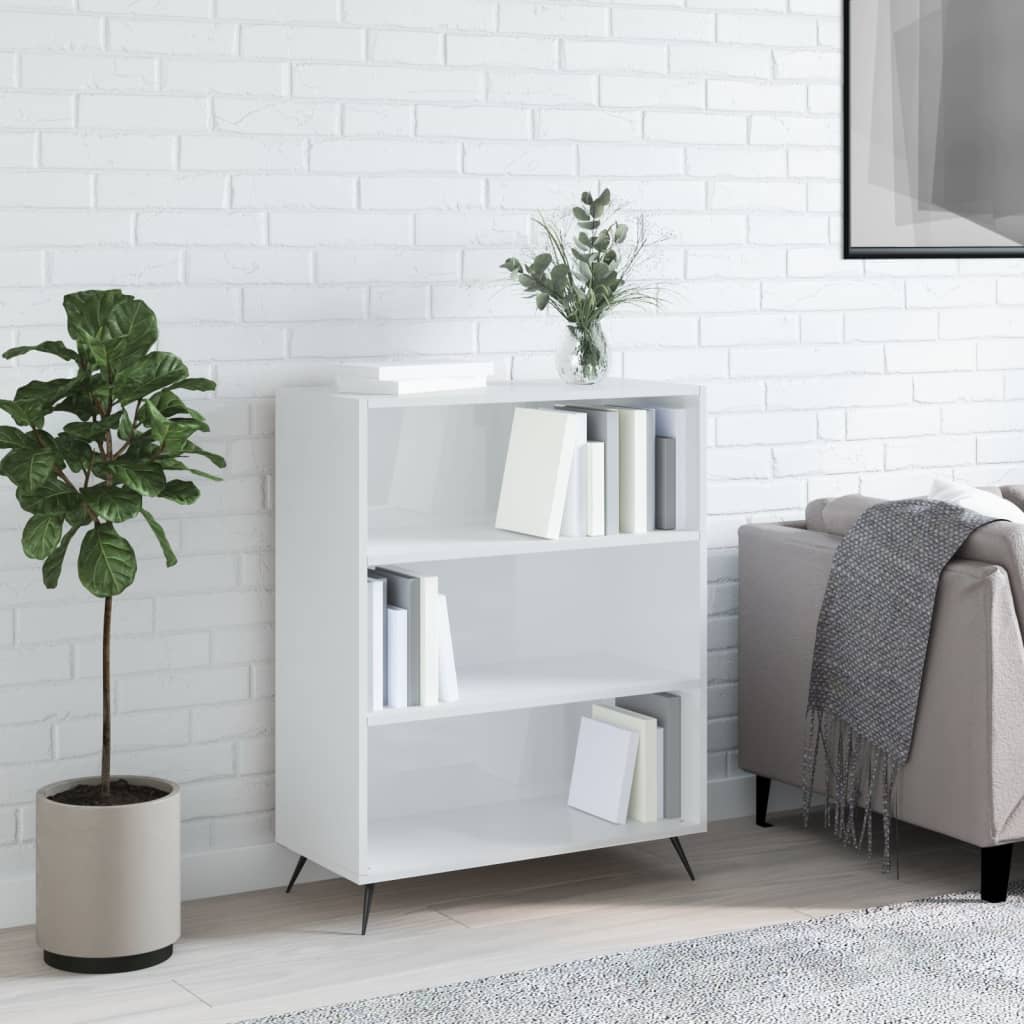 vidaXL Bookcase High Gloss White 69.5x32.5x90 cm Engineered Wood