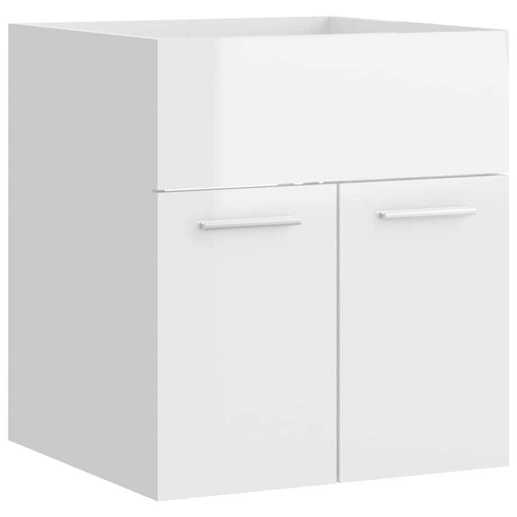 vidaXL Sink Cabinet with Built-in Basin High Gloss White Engineered Wood