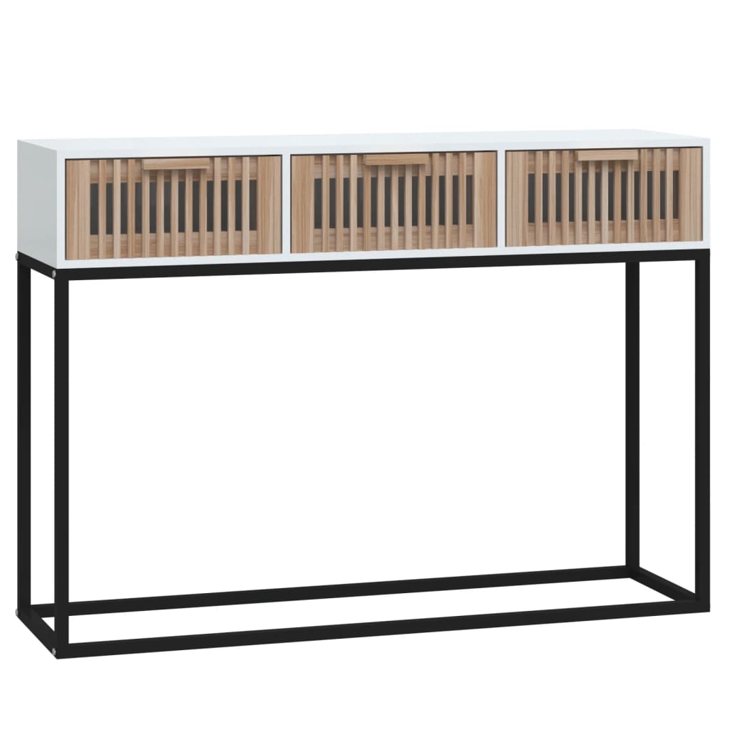 vidaXL Console Table White 105x30x75 cm Engineered Wood and Iron