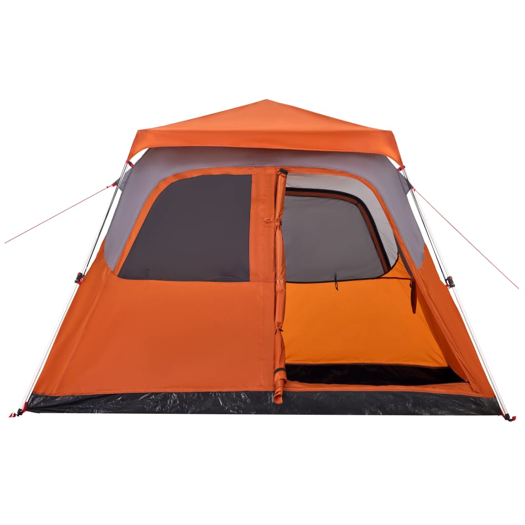 vidaXL Family Tent Dome 6-Person Grey and Orange Quick Release