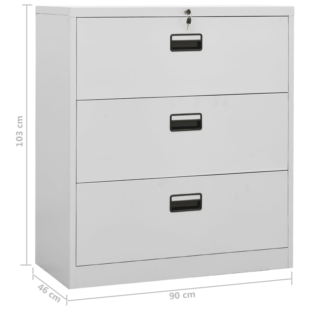 vidaXL Filing Cabinet Light Grey 90x46x103 cm Steel