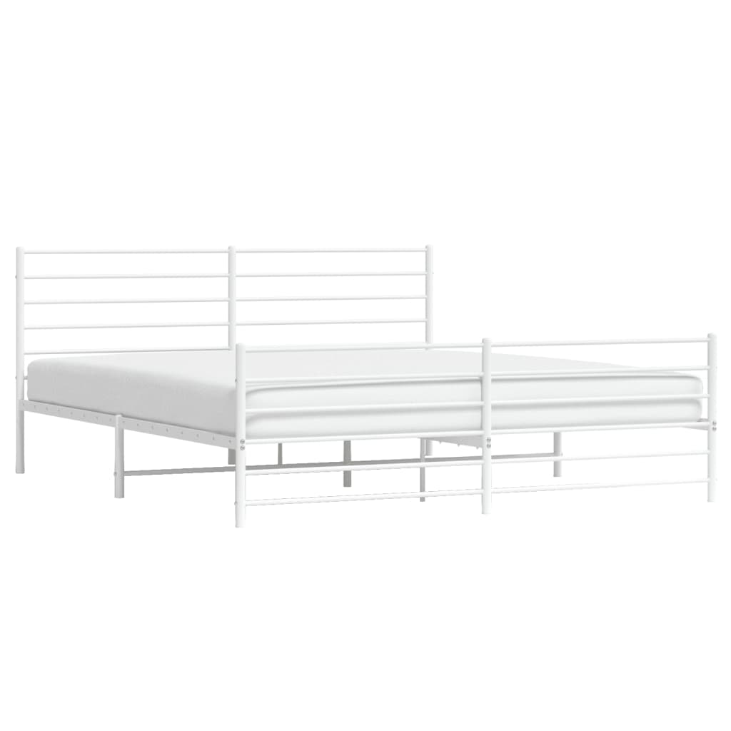 vidaXL Metal Bed Frame without Mattress with Footboard White 200x200 cm