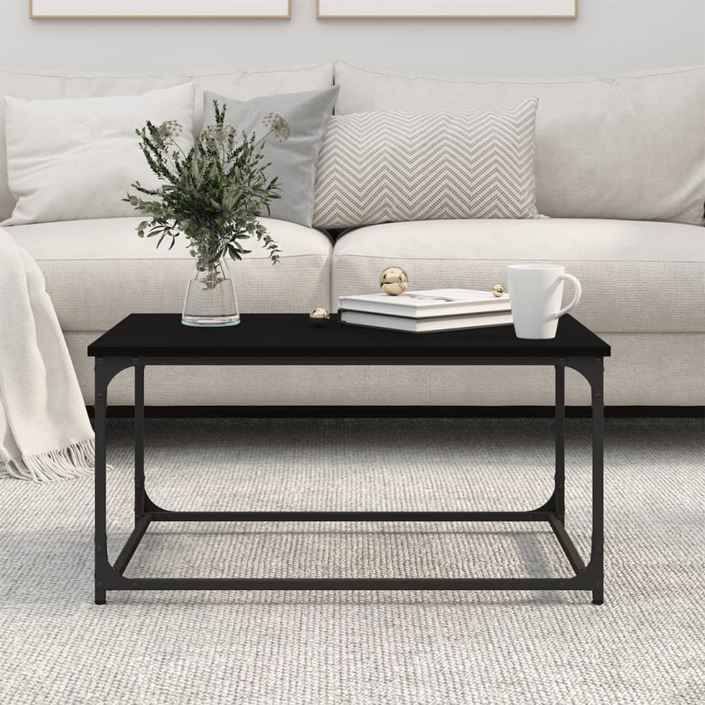 vidaXL Coffee Table Black 80x50x40 cm Engineered Wood and Iron