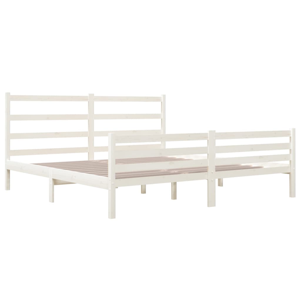 vidaXL Bed Frame without Mattress White Solid Wood Super King