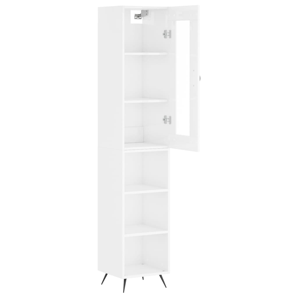 vidaXL Highboard High Gloss White 34.5x34x180 cm Engineered Wood