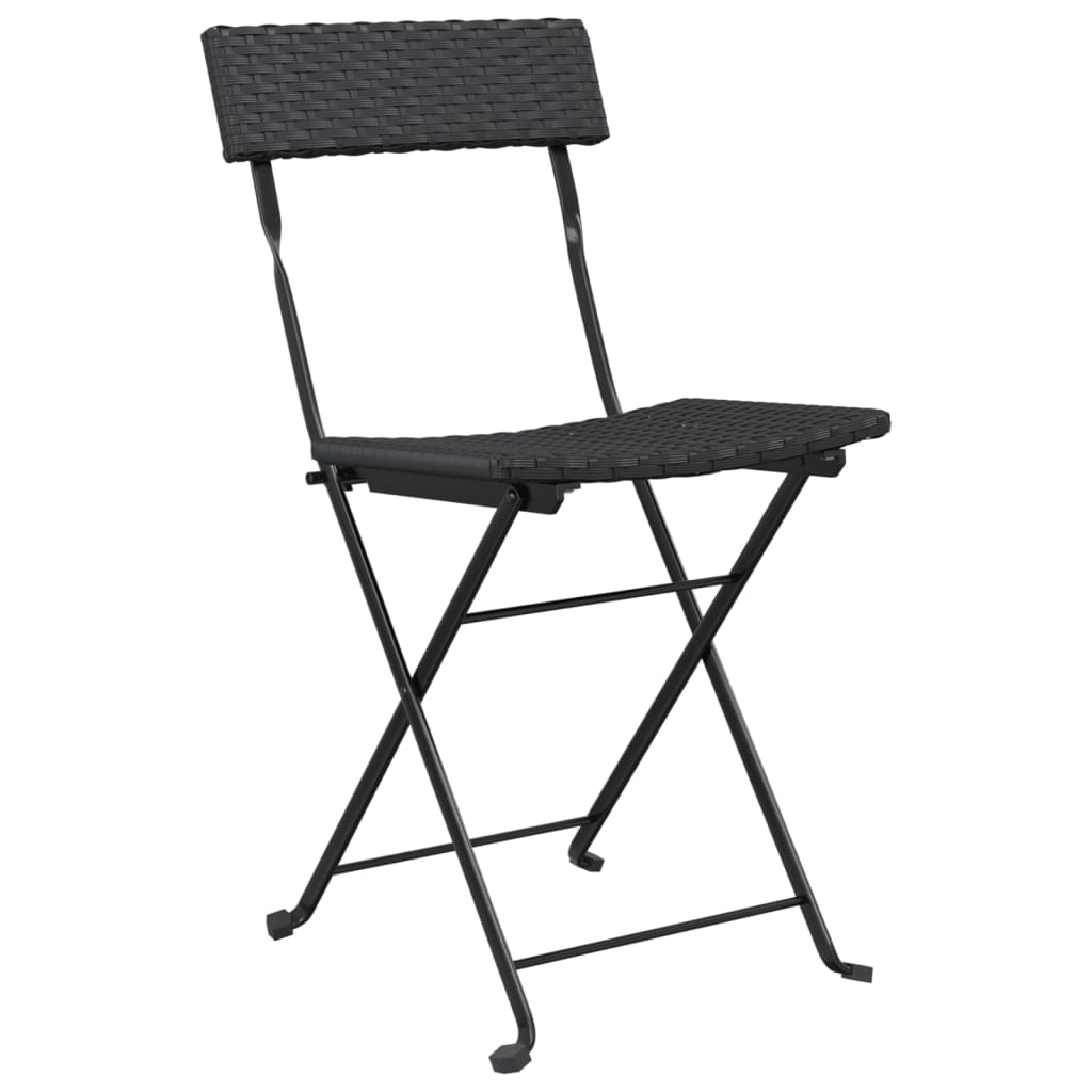 vidaXL Folding Bistro Chairs 4 pcs Black Poly Rattan and Steel