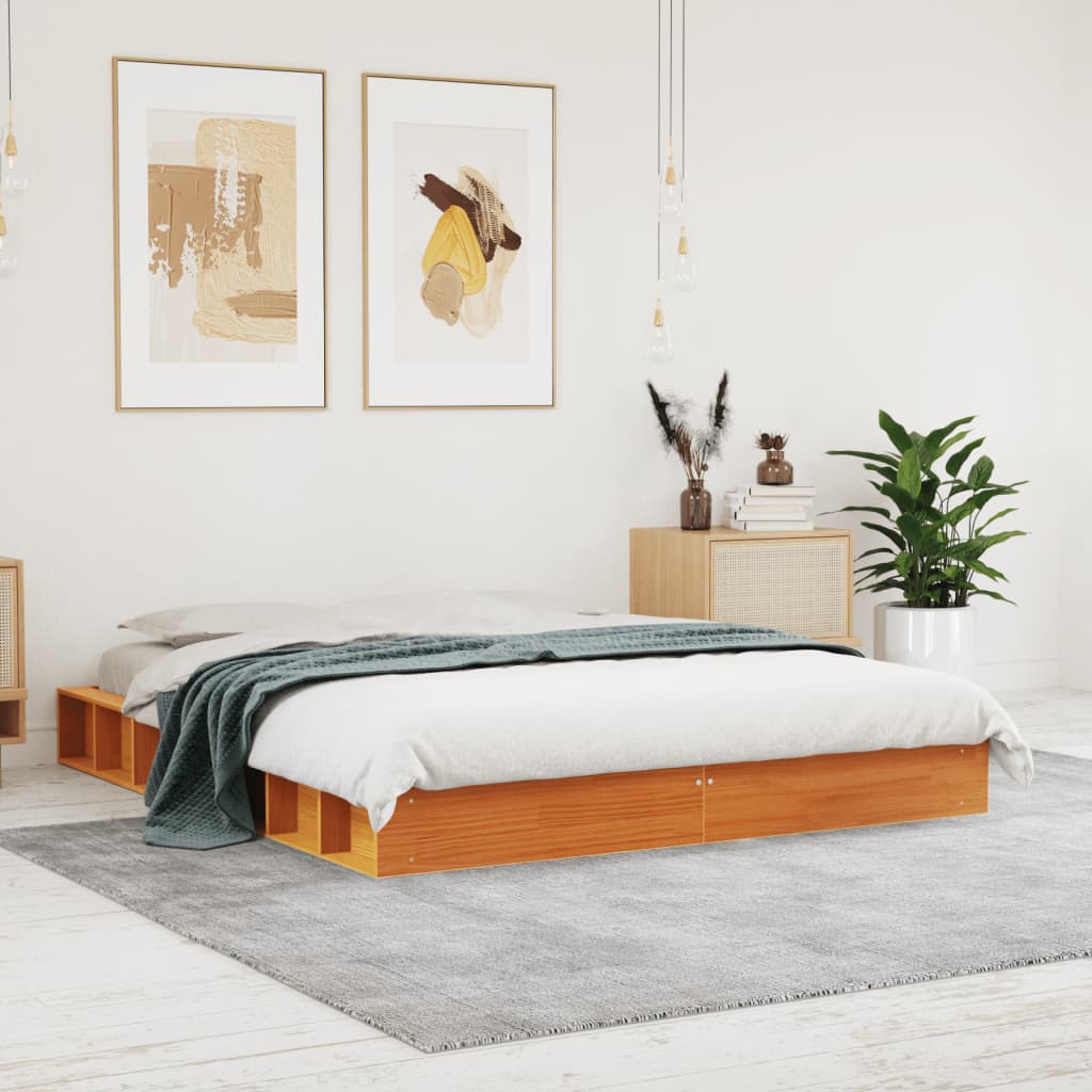 vidaXL Bed Frame without Mattress Wax Brown 160x200 cm Solid Wood Pine