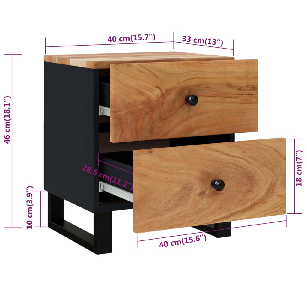 vidaXL Bedside Cabinets 2 pcs 40x33x46 cm Solid Wood Acacia