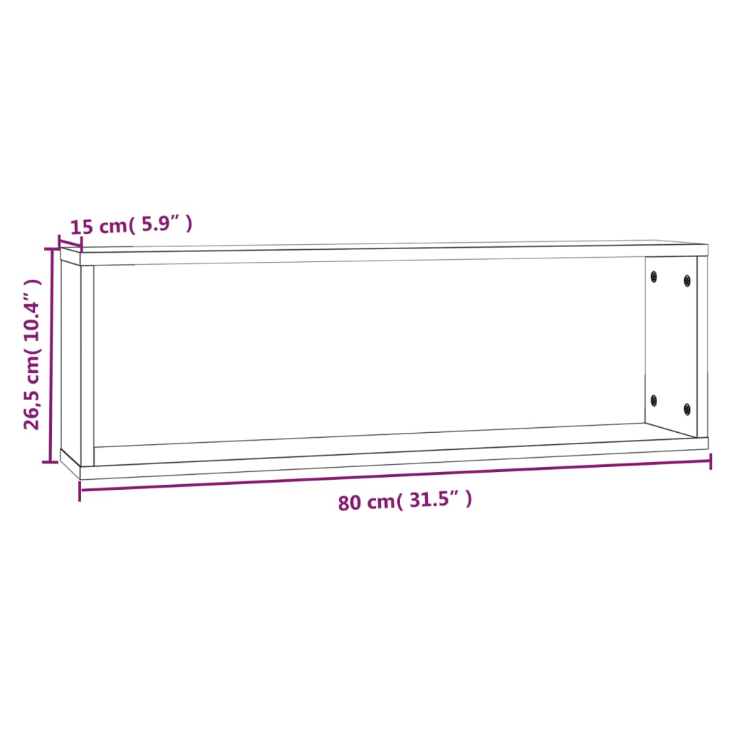 vidaXL Wall Cube Shelves 4 pcs Brown Oak 80x15x26.5 cm Engineered Wood