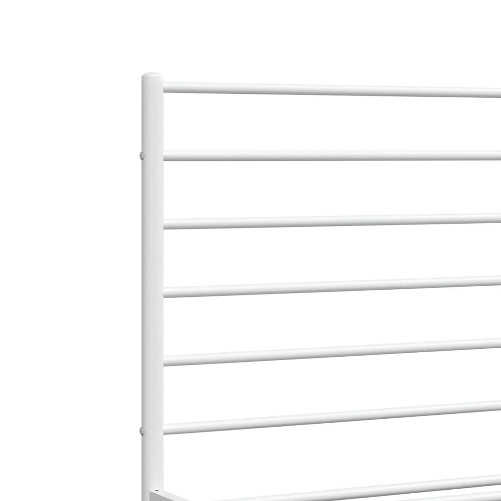 vidaXL Metal Bed Frame without Mattress with Headboard White 193x203 cm