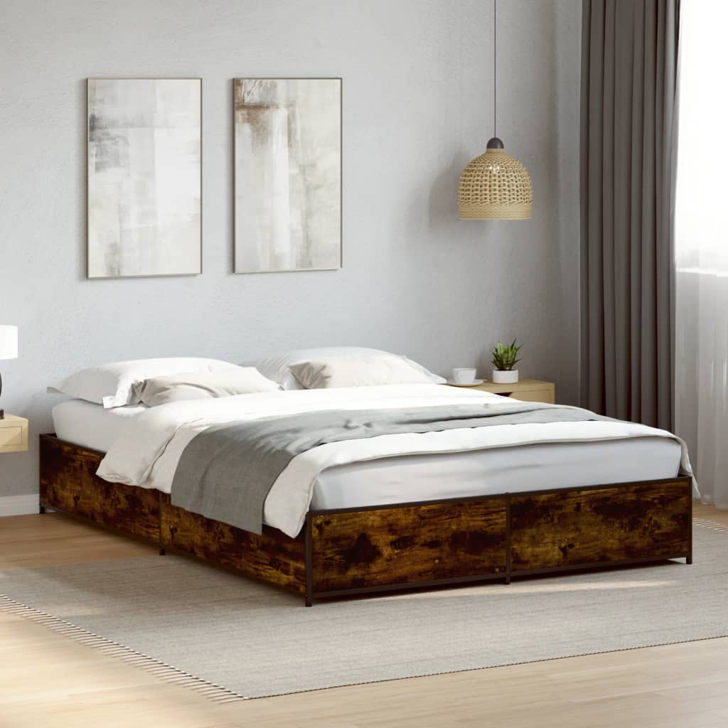 vidaXL Bed Frame without Mattress Smoked Oak 120x190 cm Small Double