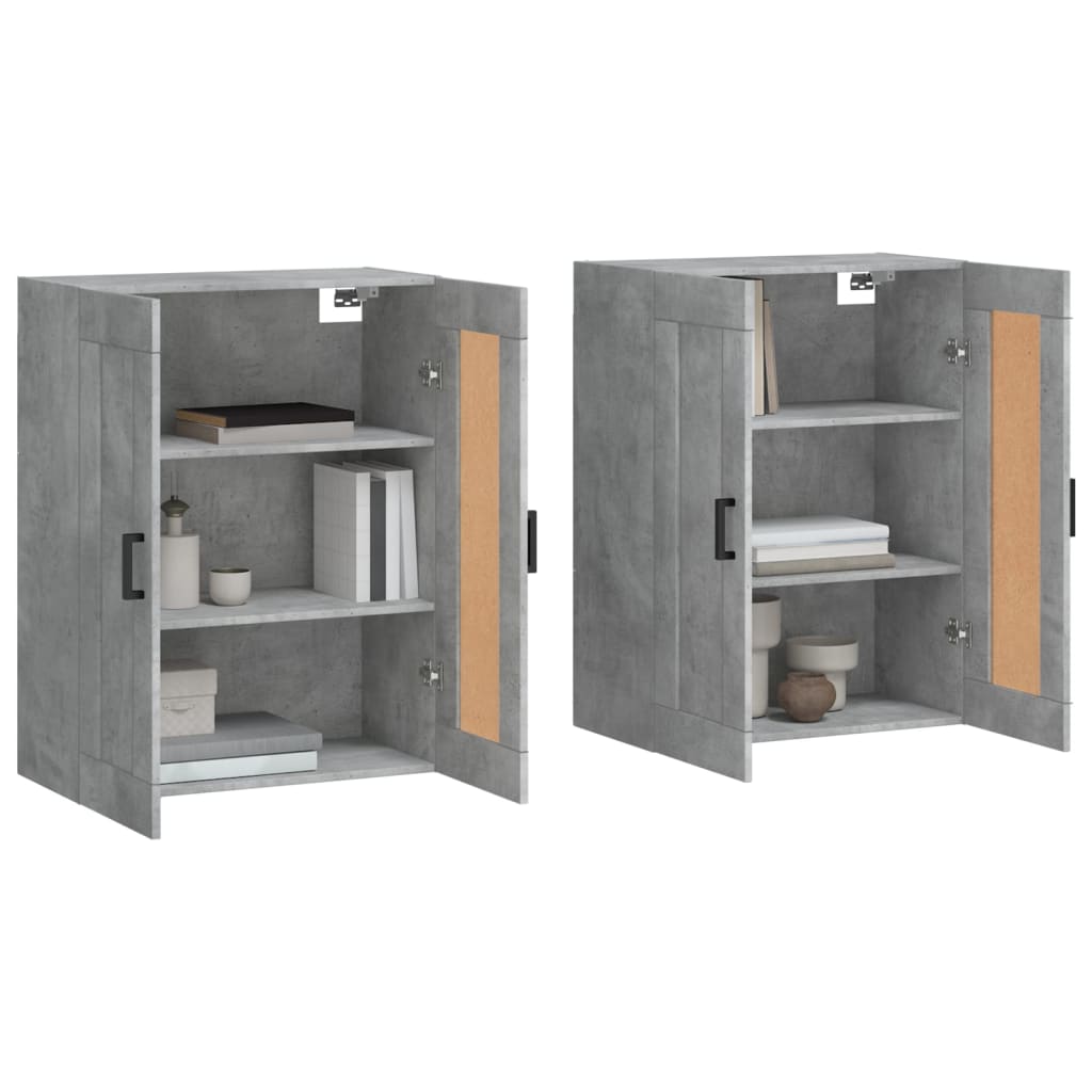 vidaXL Wall Mounted Cabinets 2 pcs Concrete Grey Engineered Wood