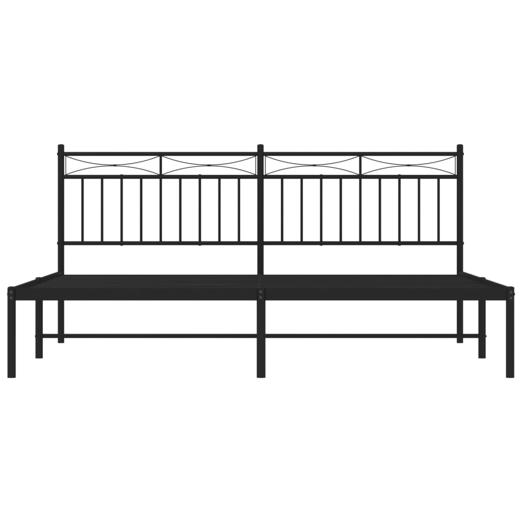 vidaXL Metal Bed Frame without Mattress with Headboard Black 183x213 cm