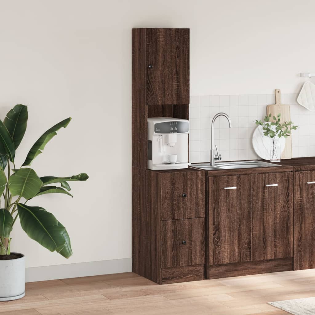 vidaXL Kitchen Cabinet Brown Oak 35x50x180 cm Engineered Wood