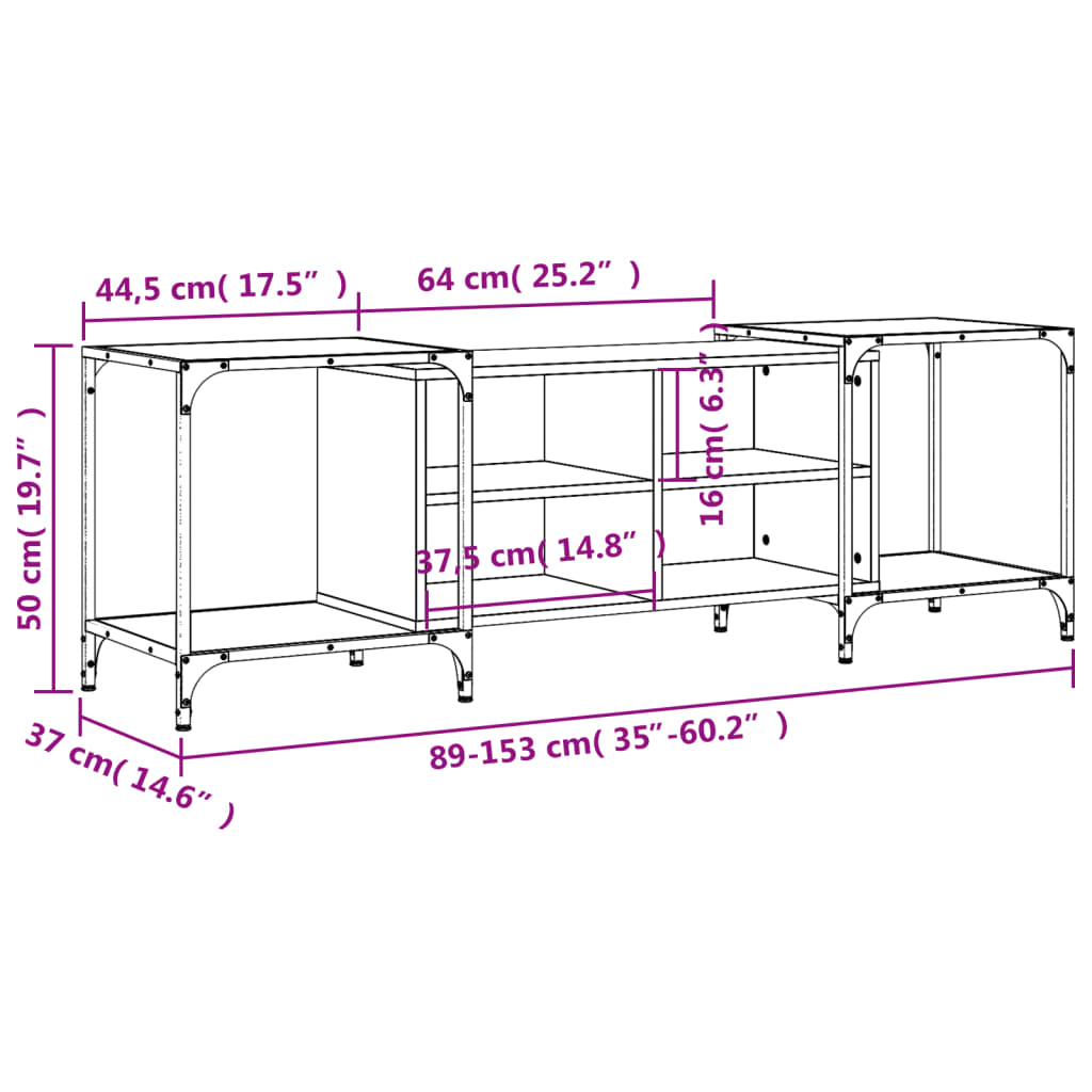 vidaXL TV Cabinet Black 153x37x50 cm Engineered Wood