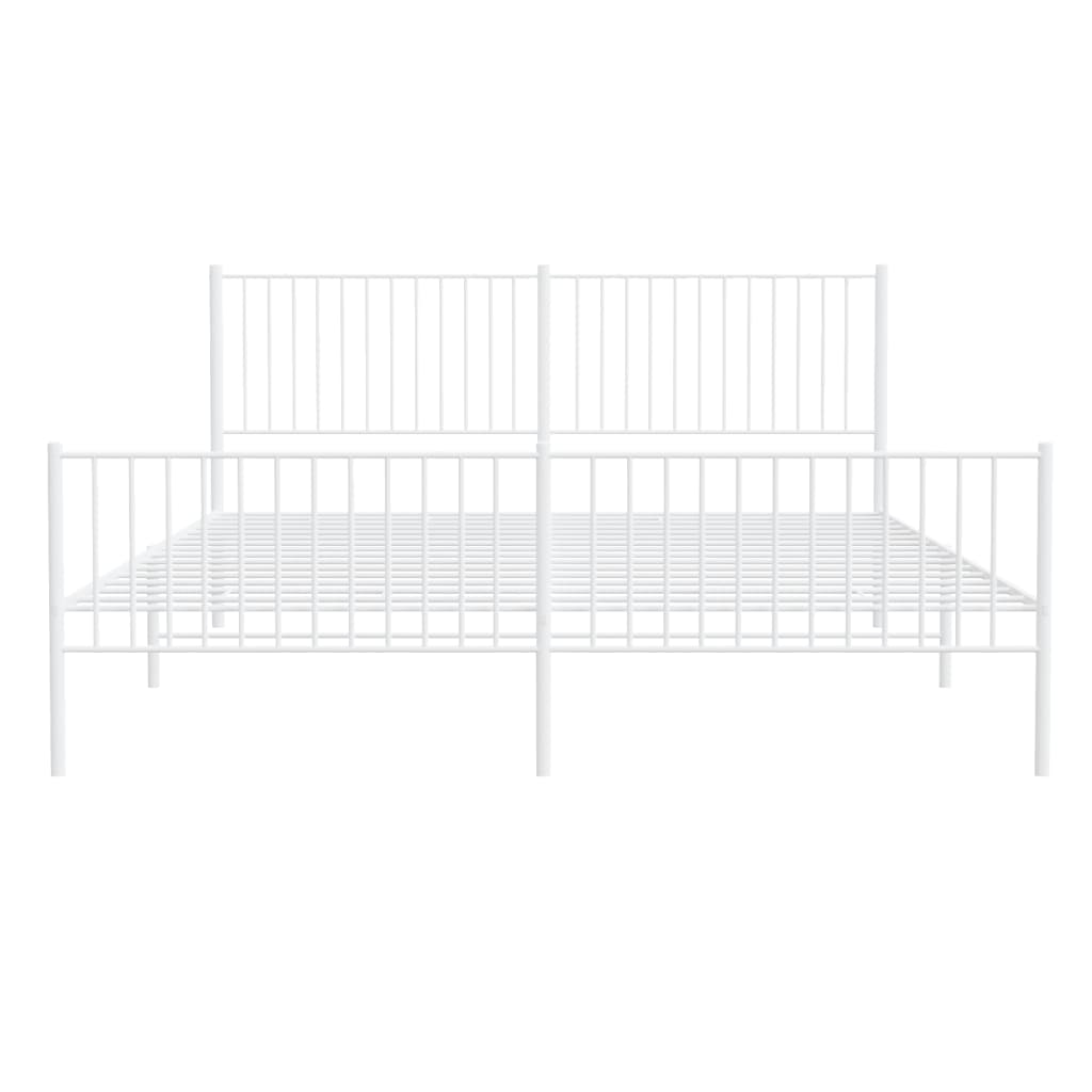 vidaXL Metal Bed Frame without Mattress with Footboard White 193x203 cm