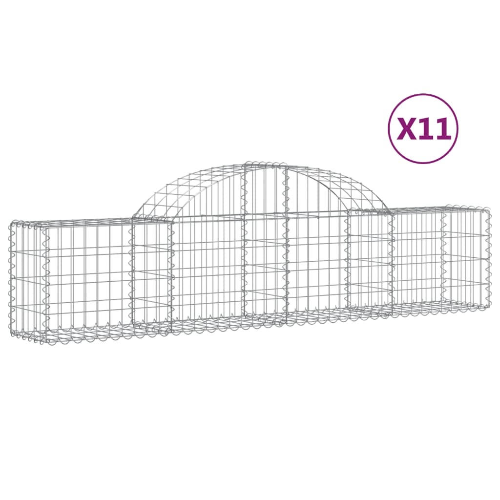 vidaXL Arched Gabion Baskets 11 pcs 200x30x40/60 cm Galvanised Iron