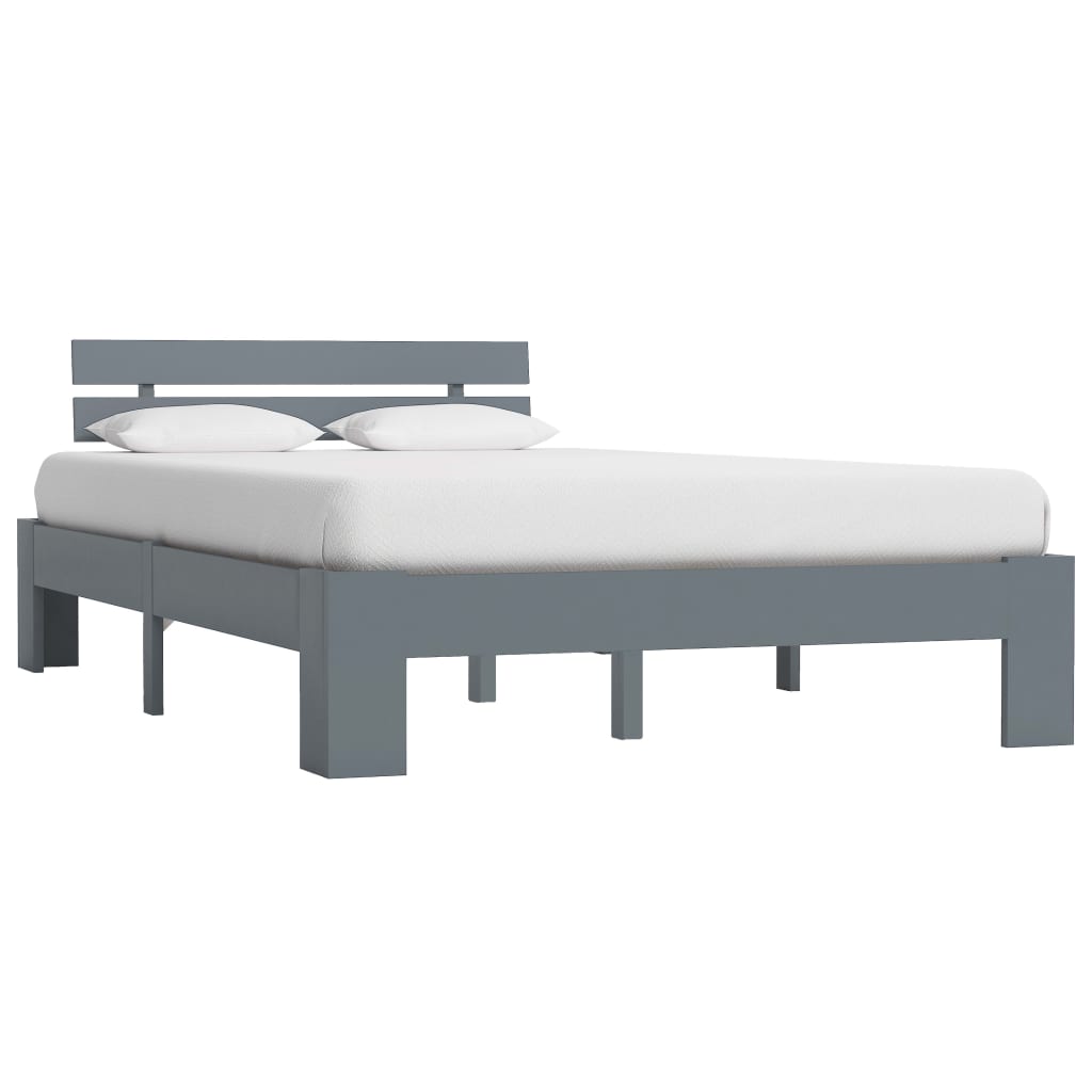 vidaXL Bed Frame without Mattress Grey Solid Pine Wood 140x200 cm