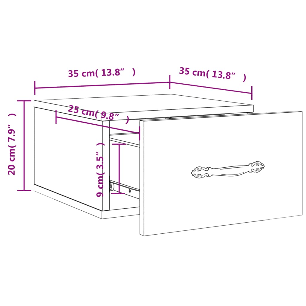 vidaXL Wall-mounted Bedside Cabinets 2 pcs Brown Oak 35x35x20 cm