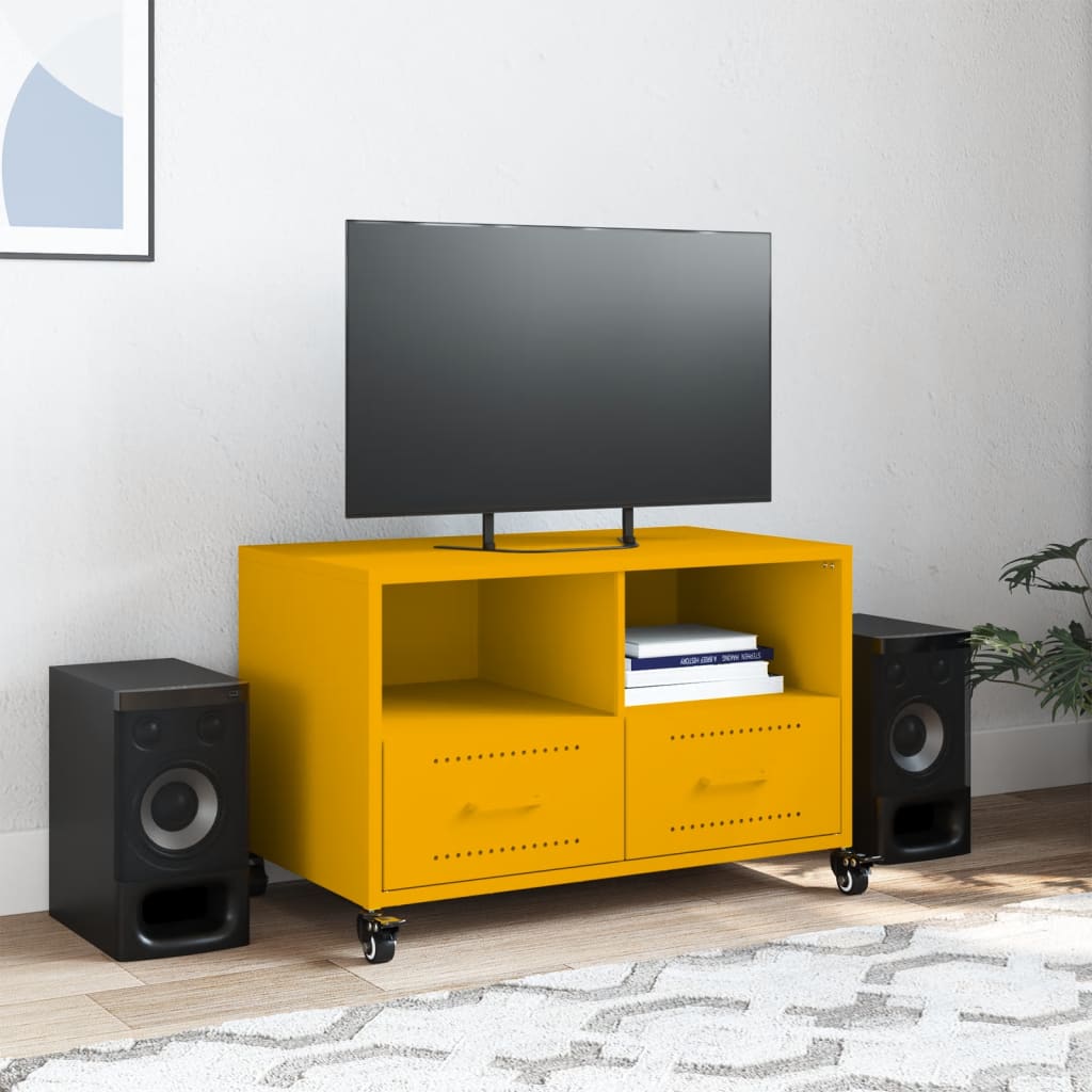 vidaXL TV Cabinet Mustard Yellow 68x39x43.5 cm Steel