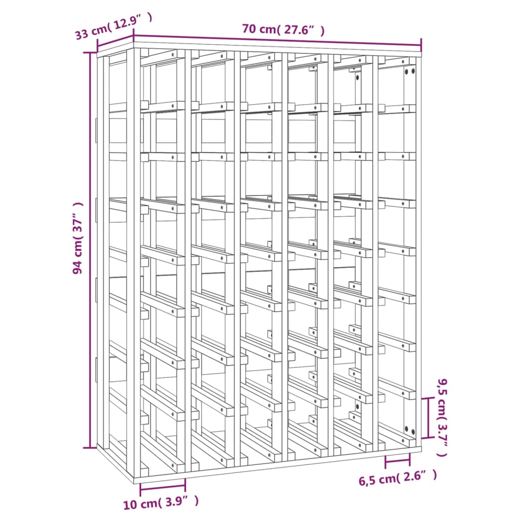 vidaXL Wine Rack 70x33x94 cm Solid Wood Pine