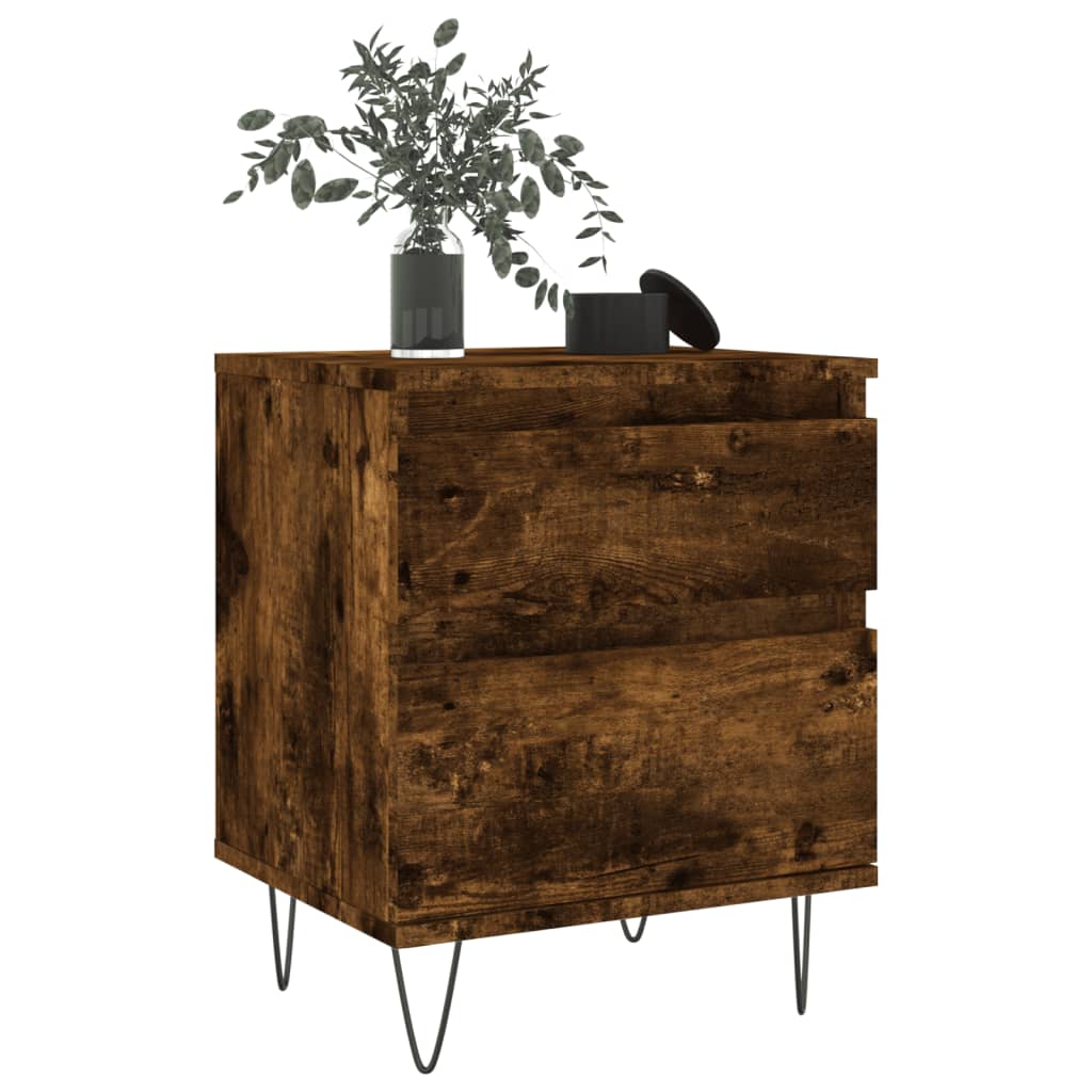 vidaXL Bedside Cabinet Smoked Oak 40x35x50 cm Engineered Wood