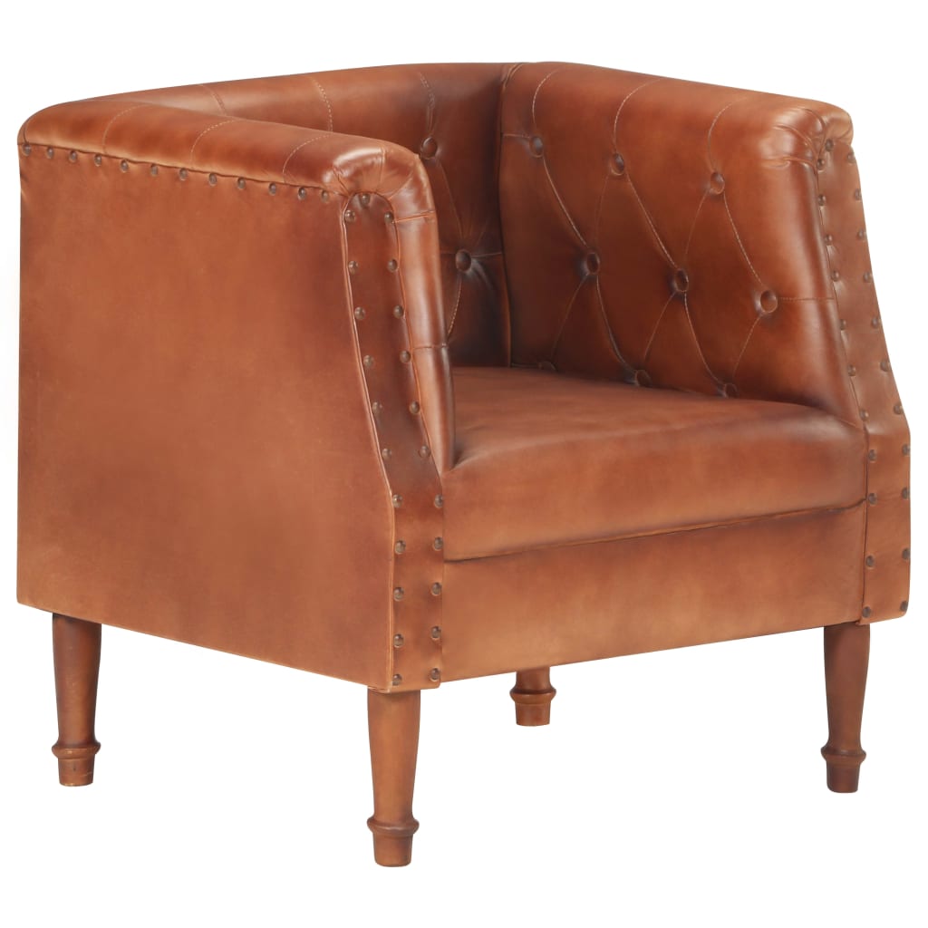 vidaXL Armchair Brown Real Leather