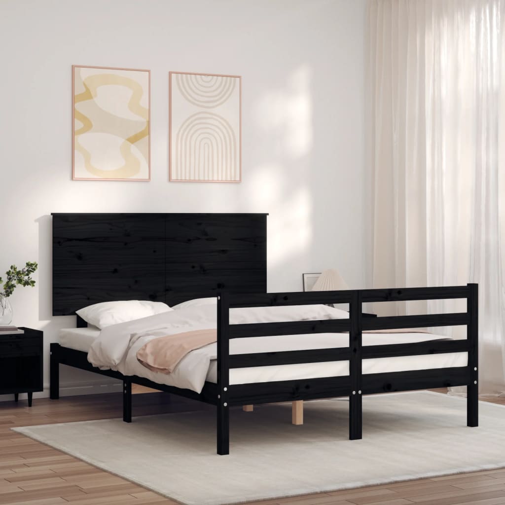 vidaXL Bed Frame without Mattress Black 120x200 cm Solid Wood