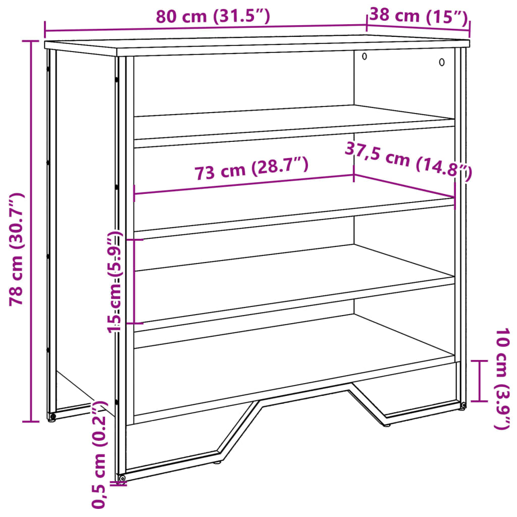 vidaXL Shoe Cabinet Grey Sonoma 80x38x78 cm Engineered Wood