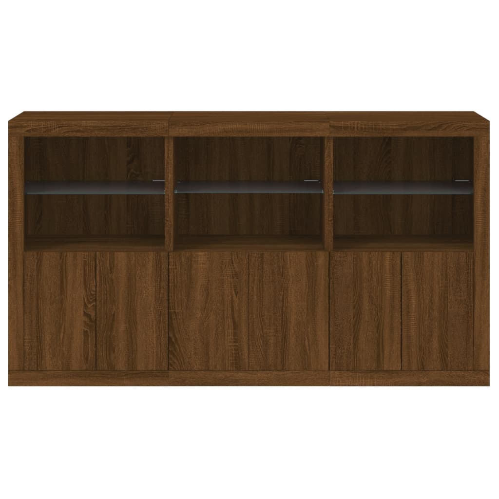 vidaXL Sideboard with LED Lights Brown Oak 181.5x37x100 cm