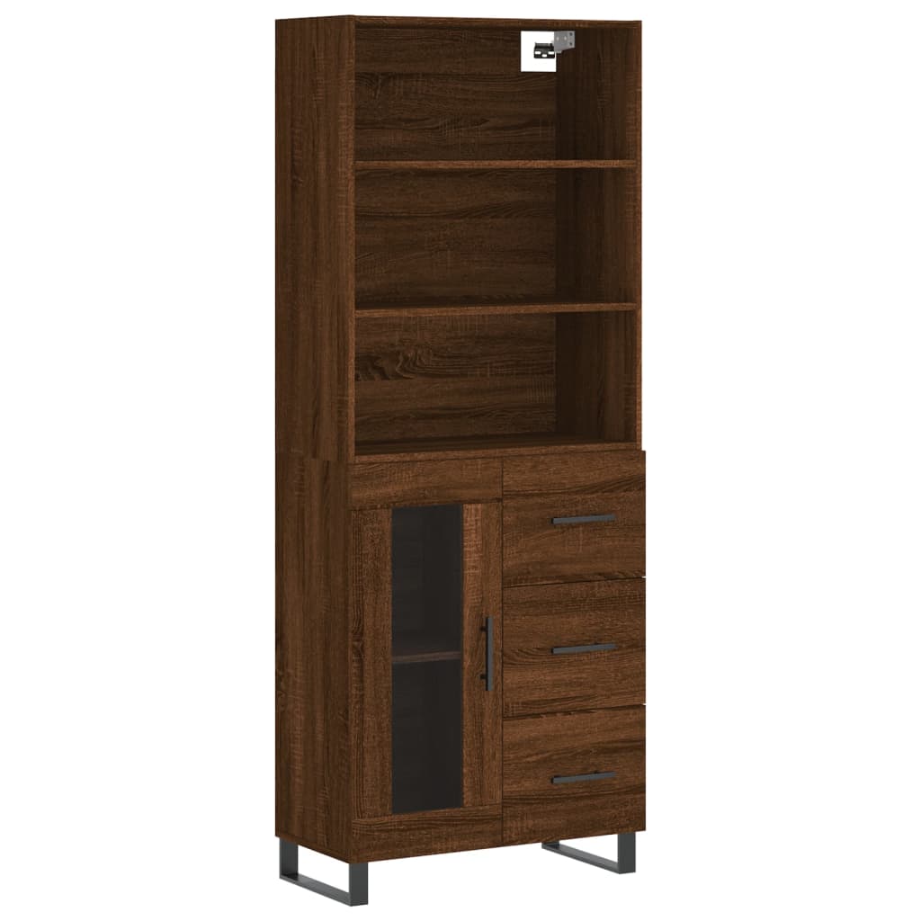 vidaXL Highboard Brown Oak 69.5x34x180 cm Engineered Wood