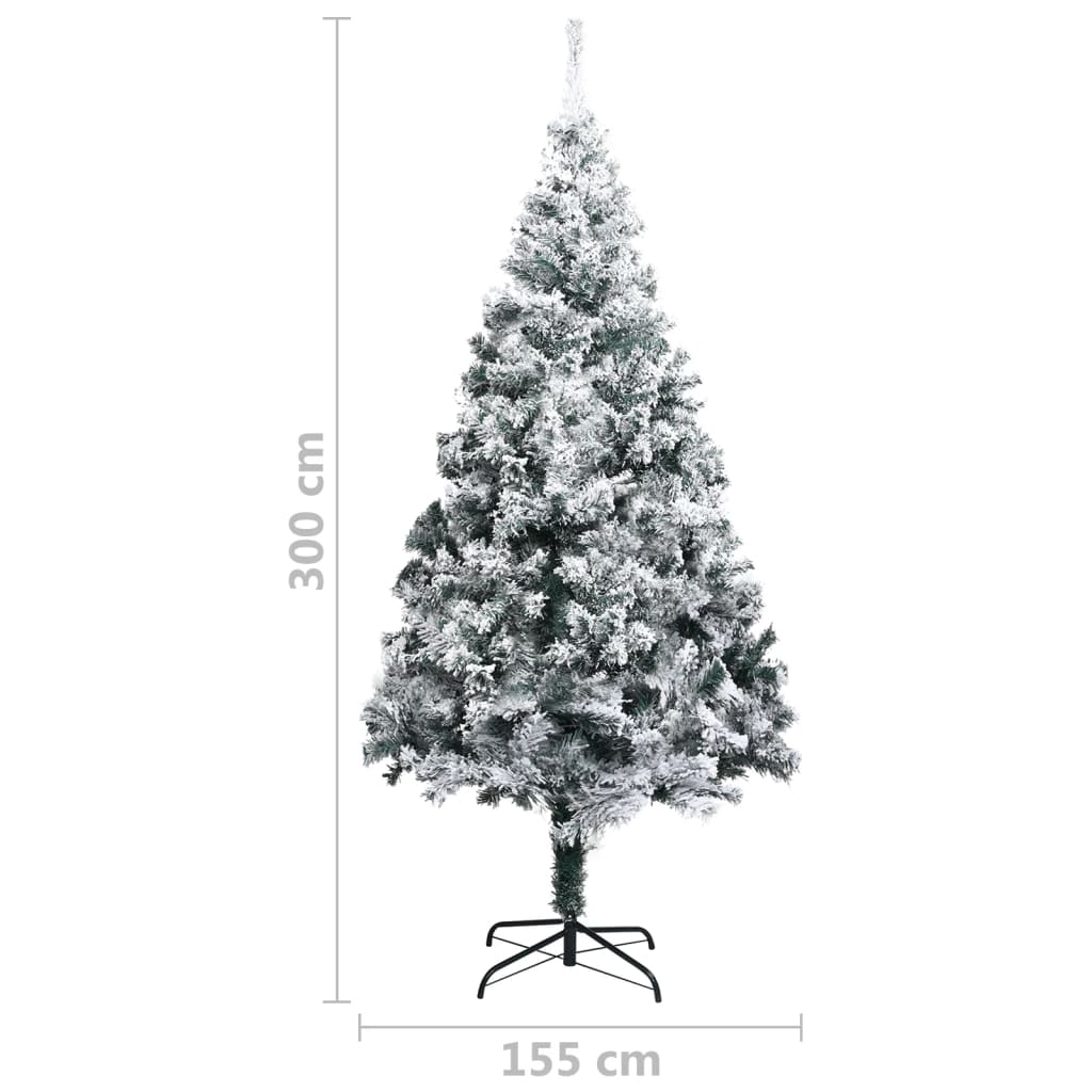 vidaXL Artificial Christmas Tree with Flocked Snow Green 300 cm PVC