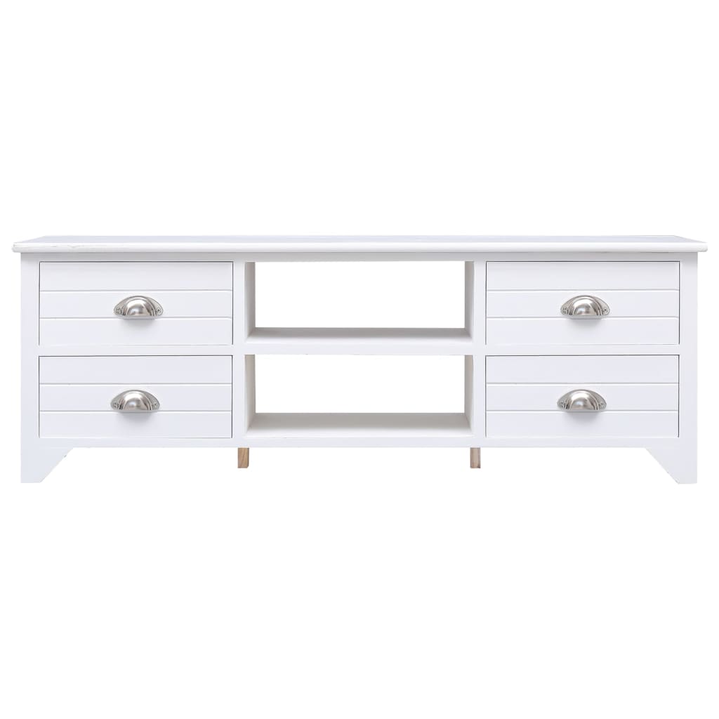 vidaXL TV Cabinet White 108x30x40 cm Solid Paulownia Wood