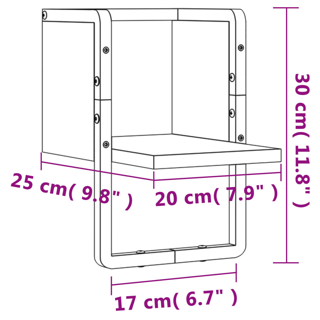 vidaXL Wall Shelf with Bar Black 20x25x30 cm