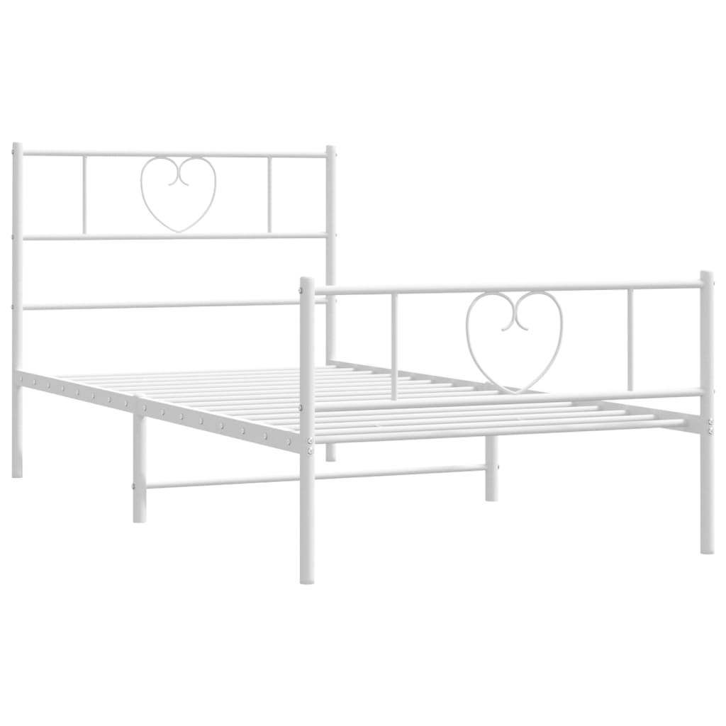 vidaXL Metal Bed Frame without Mattress with Footboard White 100x190 cm