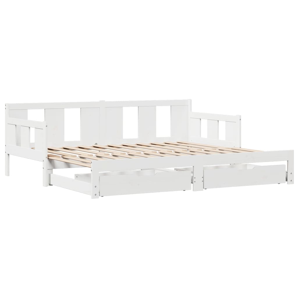 vidaXL Daybed with Trundle and Drawers without Mattress White 80x200 cm