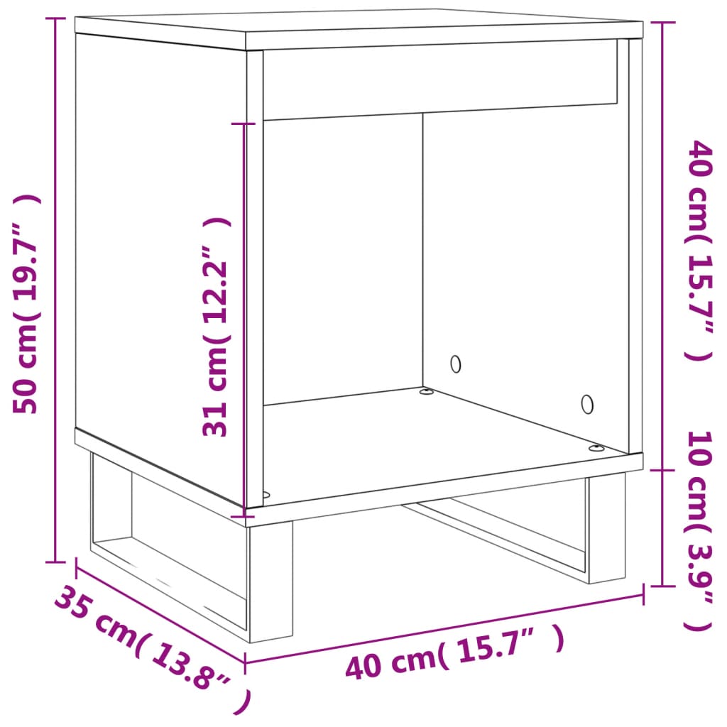 vidaXL Bedside Cabinet Grey Sonoma 40x35x50 cm Engineered Wood