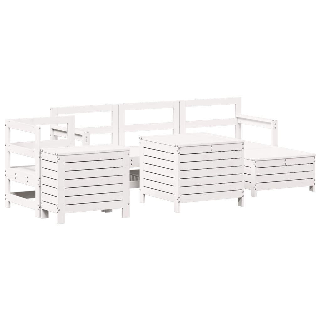 vidaXL 7 Piece Garden Sofa Set White Solid Wood Pine