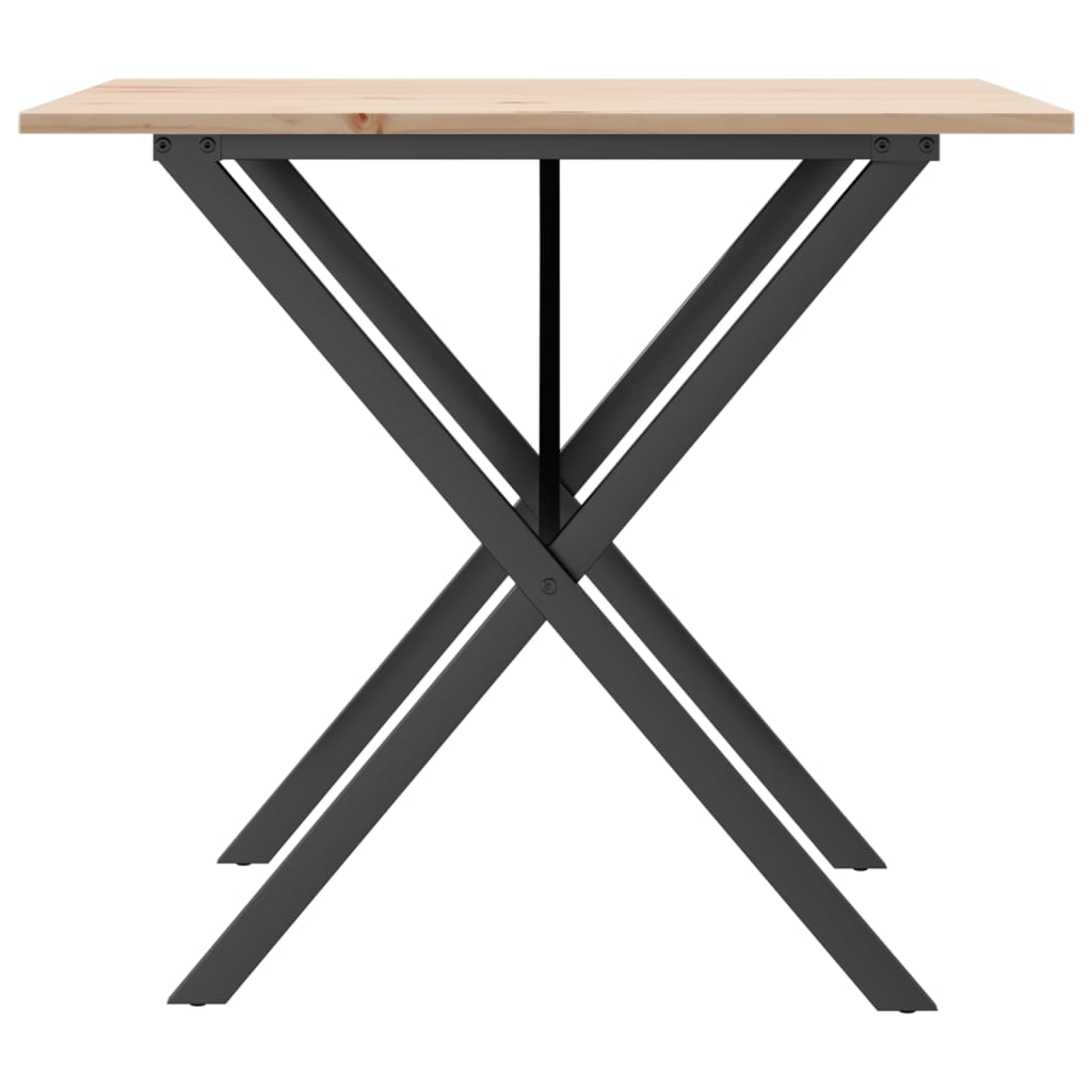 vidaXL Dining Table X-Frame 80x80x75 cm Solid Wood Pine and Cast Iron