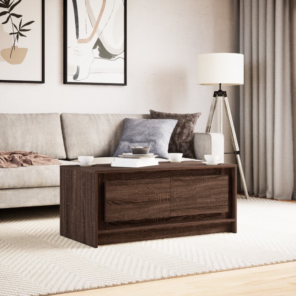 vidaXL Coffee Table with LED Lights Brown Oak Engineered Wood