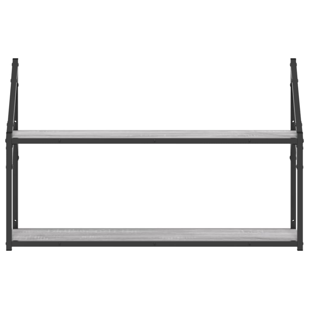 vidaXL 2-Tier Wall Shelf Grey Sonoma 80x21x51 cm Engineered Wood