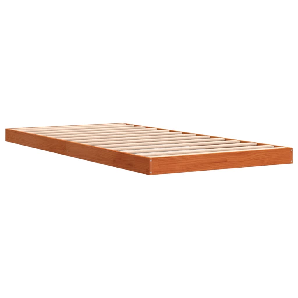 vidaXL Bed Frame without Mattress Wax Brown 90x190 cm Single Solid Wood Pine