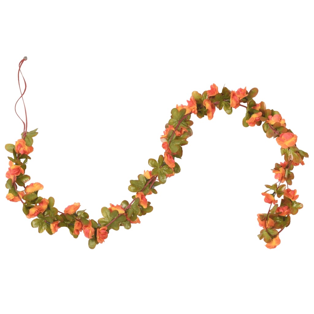 vidaXL Christmas Flower Garlands 6 pcs Orange 250 cm