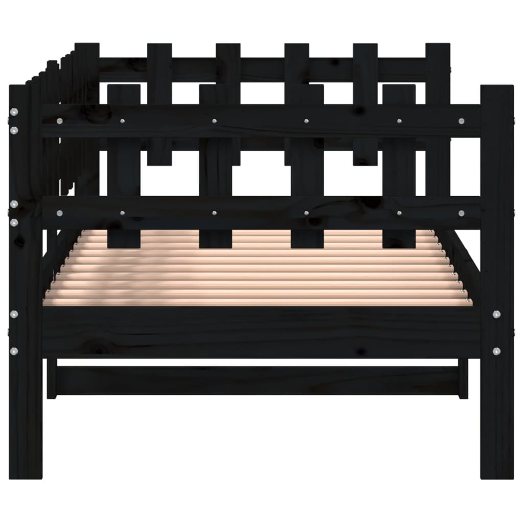 vidaXL Day Bed without Mattress Black 90x190 cm Single Solid Wood Pine