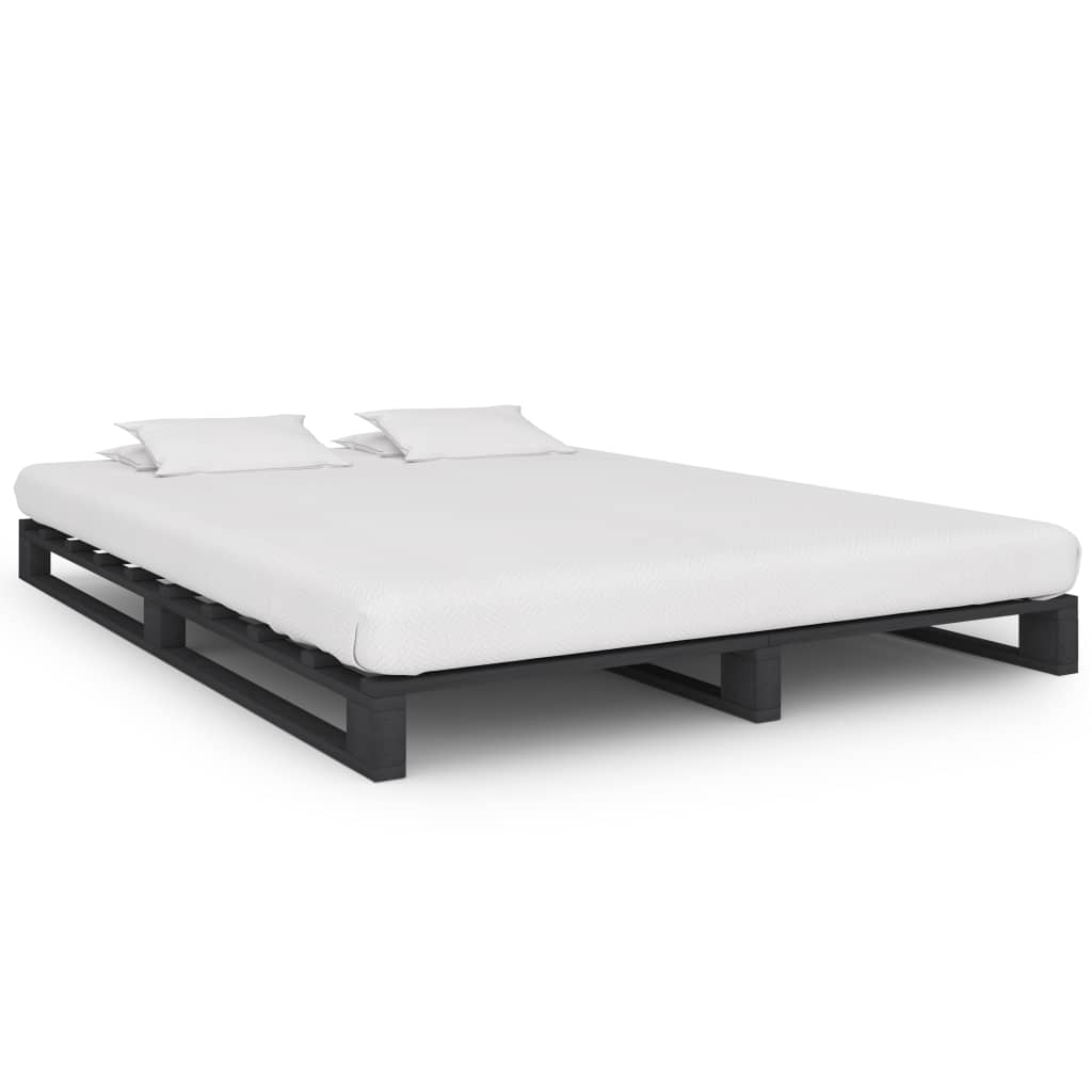 vidaXL Pallet Bed Frame without Mattress Grey 140x200 cm Solid Wood