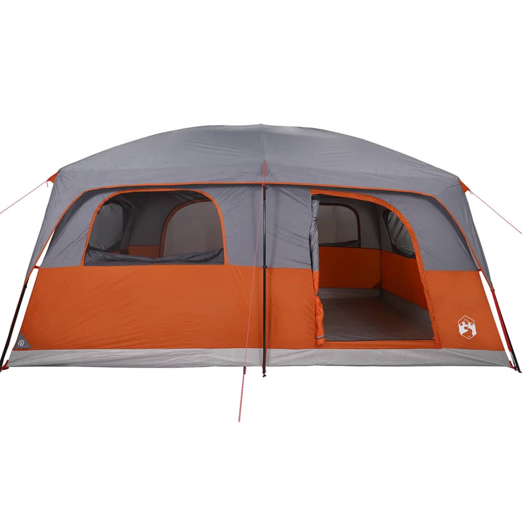 vidaXL Family Tent Cabin 10-Person Grey and Orange Waterproof