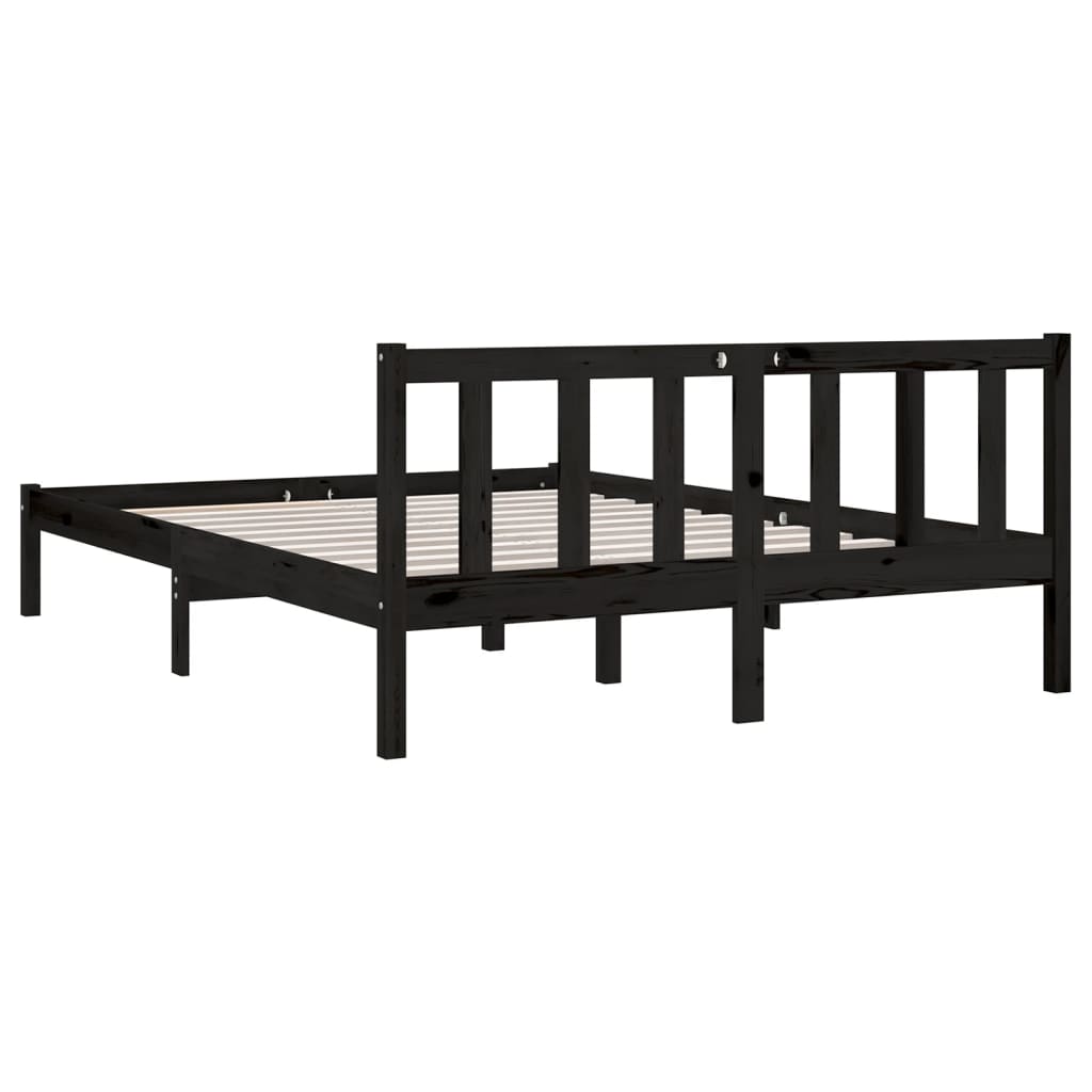 vidaXL Bed Frame without Mattress Black Solid Wood 120x200 cm