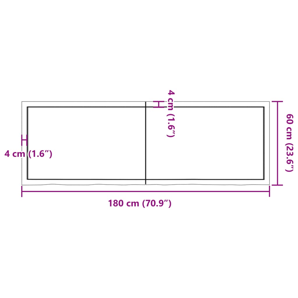 vidaXL Bathroom Countertop 180x60x(2-6) cm Untreated Solid Wood